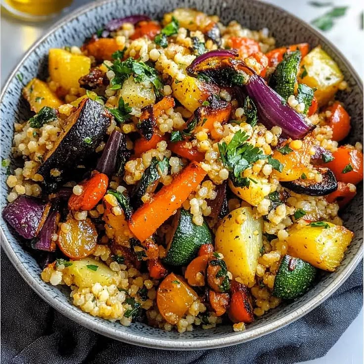 Pearl Couscous Salad with Roasted Summer Vegetables